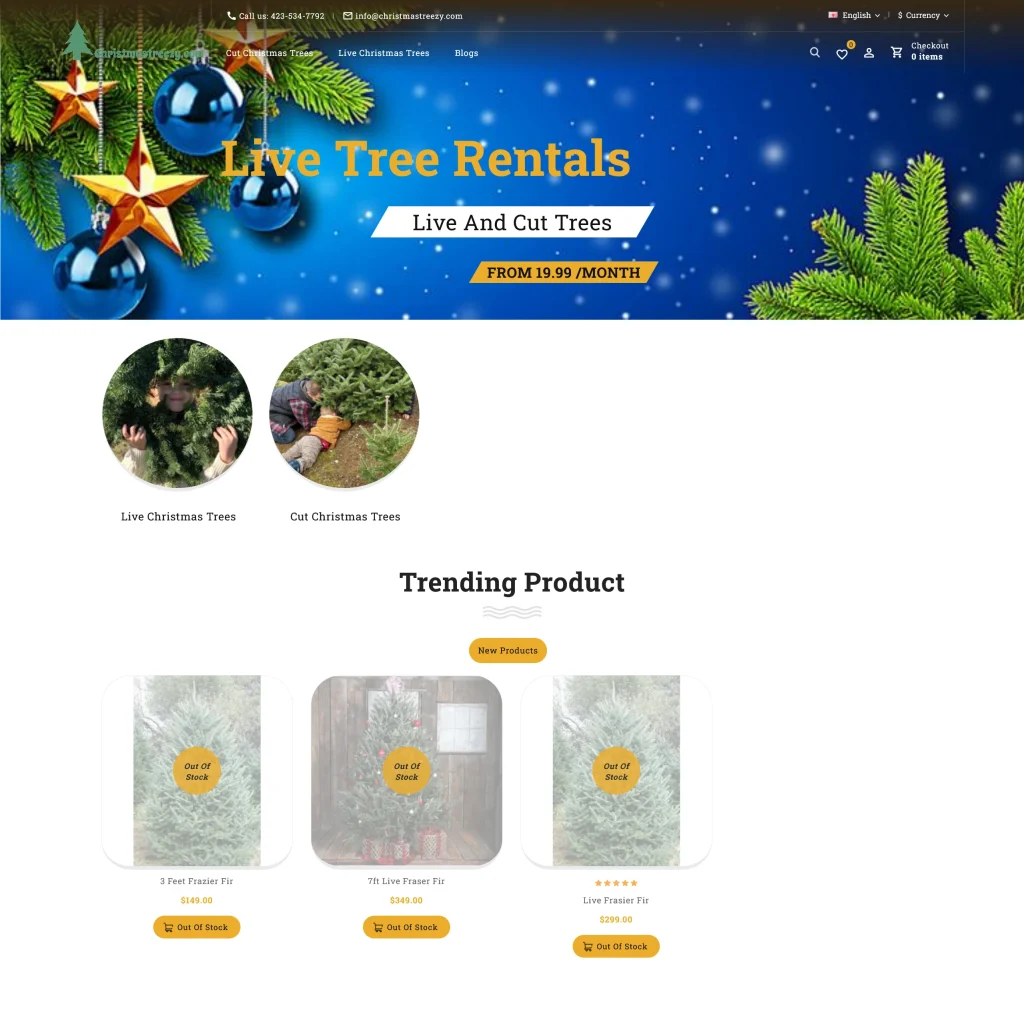 christmastreezy.com web design