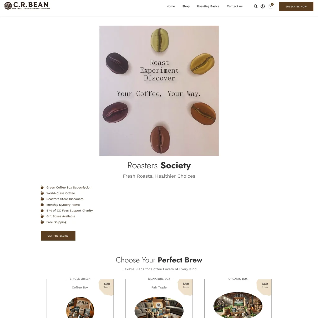 web design cr bean coffee